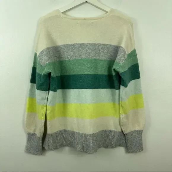 LOFT Striped V-Neck Long Sleeve Pullover Sweater Women's Size M - Picture 2 of 5